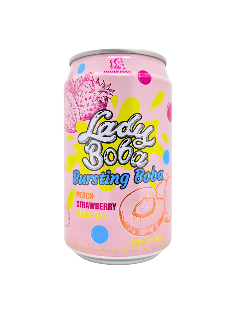 Lady Boba Bubble Tea - Peach Strawberry Black Tea 320ml